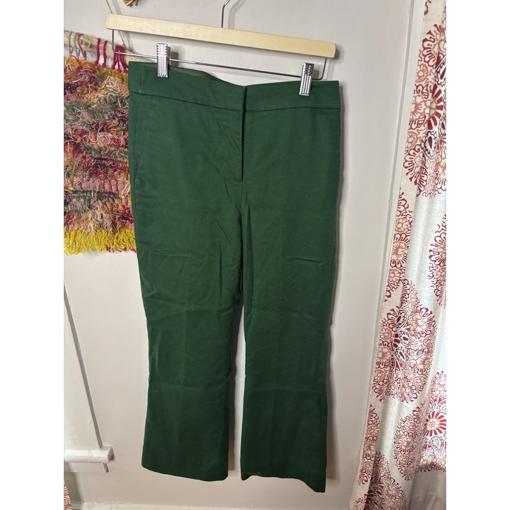 J. Crew Women's Linen-blend Kelsey Flare Cropped Pants Size 2 Green